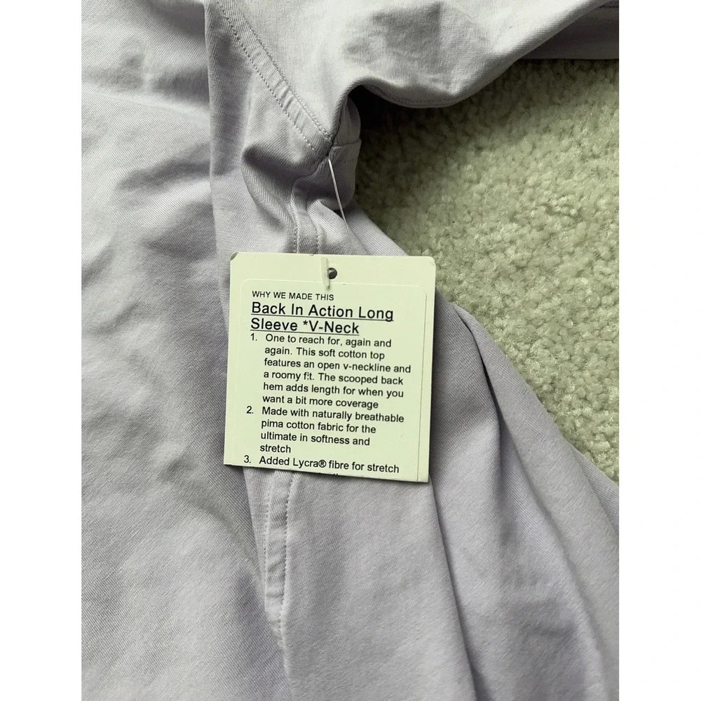 NEW Lululemon Back In Action Long Sleeve V-Neck Size 12 Purple